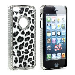 iPhone 5 5S  Leopard Diamond Chrome Case (Black)